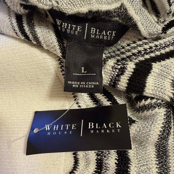 NWT White House Black Market One-Shoulder Chevron Ruffle Knit Top | Size L - Picture 6 of 8